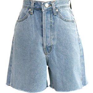 Storets Phoebe Frayed Hem Denim Side Slit Shorts S